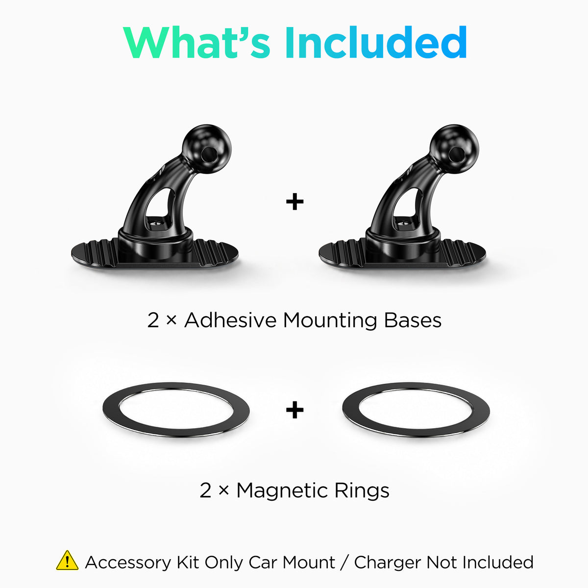 MSXTTLY K503 Replacement Mount Kit – 2 Adhesive 17mm Ball-Mount Bases & 2 Magnetic Rings