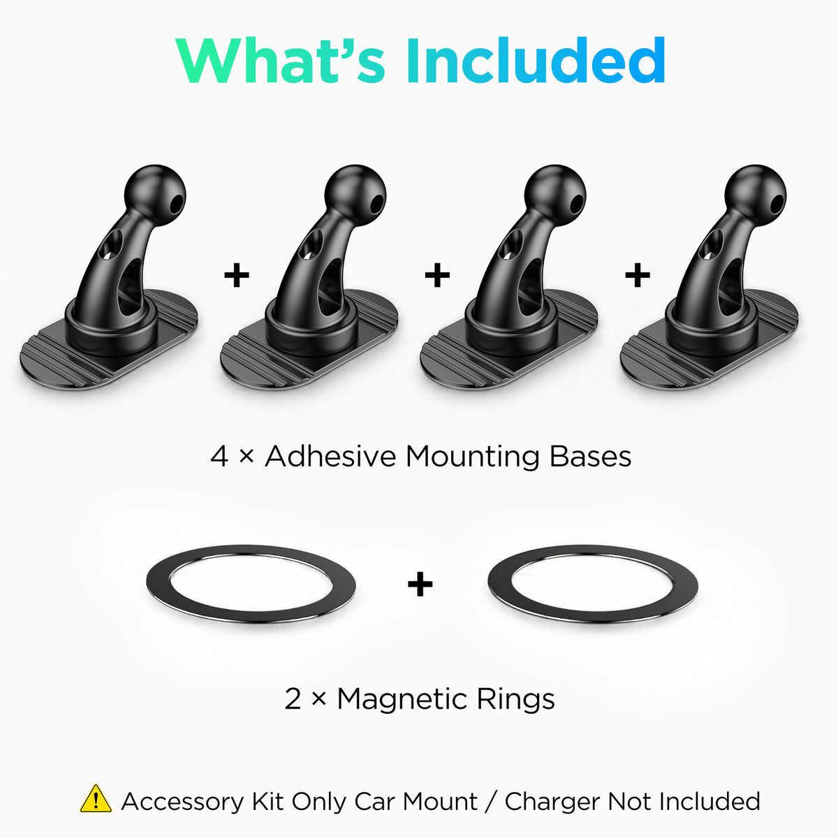 MSXTTLY K503 Replacement Mount Kit – 4 Adhesive 17mm Ball-Mount Bases & 2 Magnetic Rings