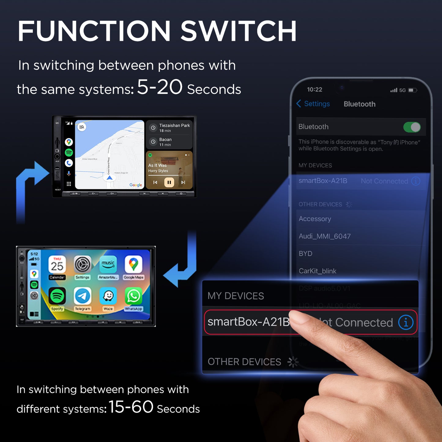 MSXTTLY AC01 2IN1 Wireless CarPlay & Android Auto Adapter