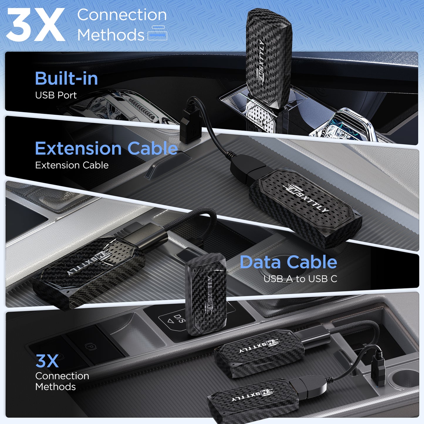 MSXTTLY Vstream 3in1 Wireless CarPlay Android Auto Adapter, Support Netflix/YouTube/TikTok/Prime Video