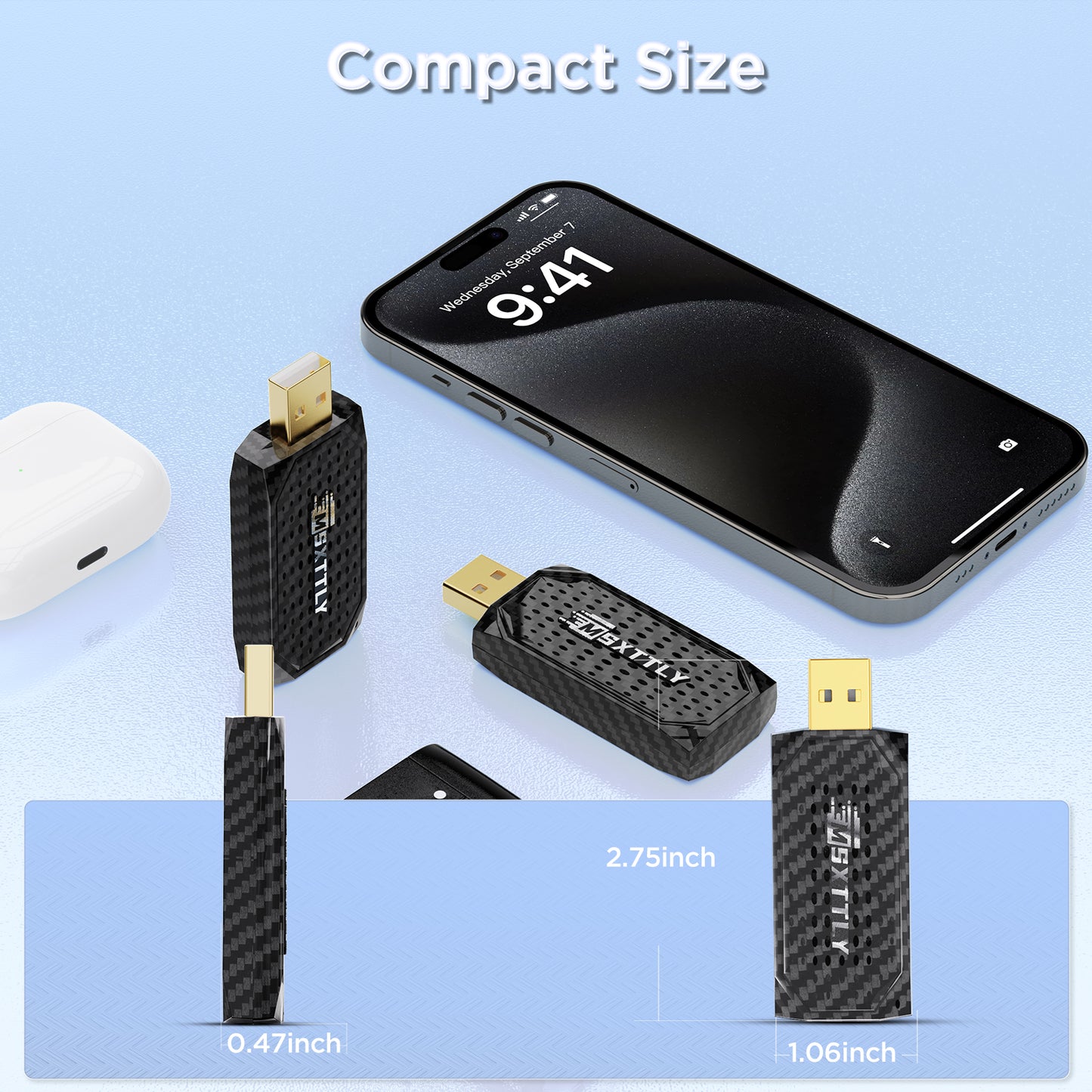 MSXTTLY Vstream 3in1 Wireless CarPlay Android Auto Adapter, Support Netflix/YouTube/TikTok/Prime Video