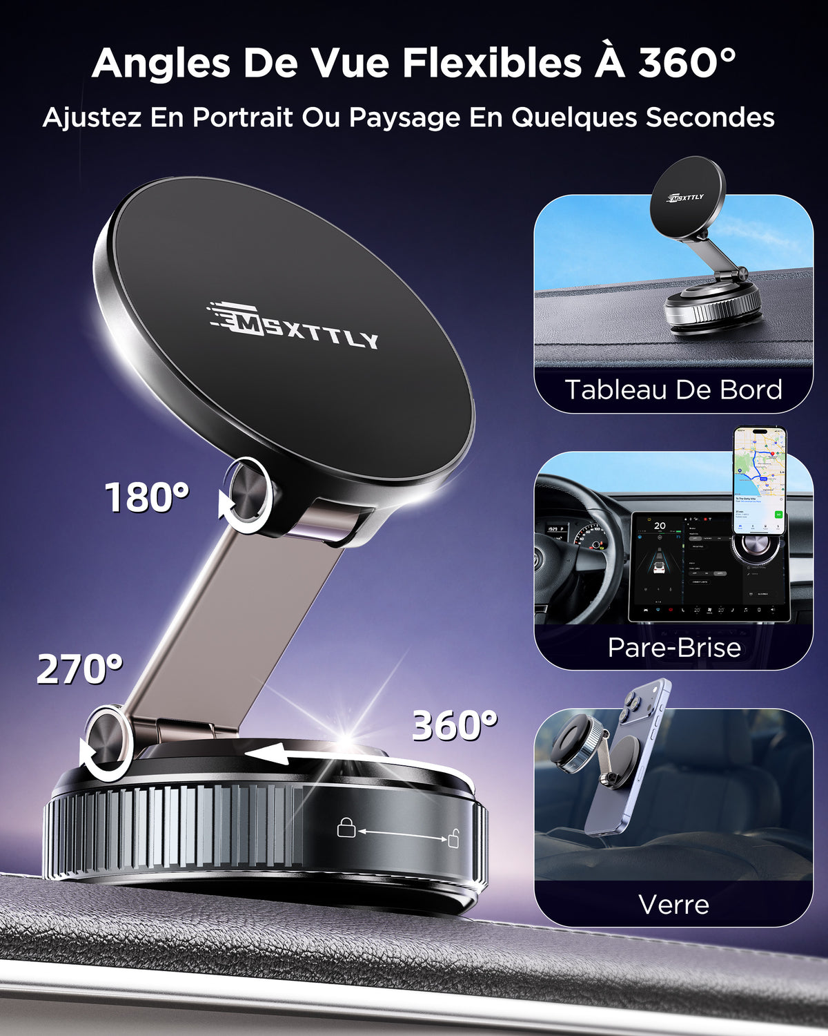 MSXTTLY VMag S2 Support magnétique de voiture à ventouse nano-gel pour téléphone