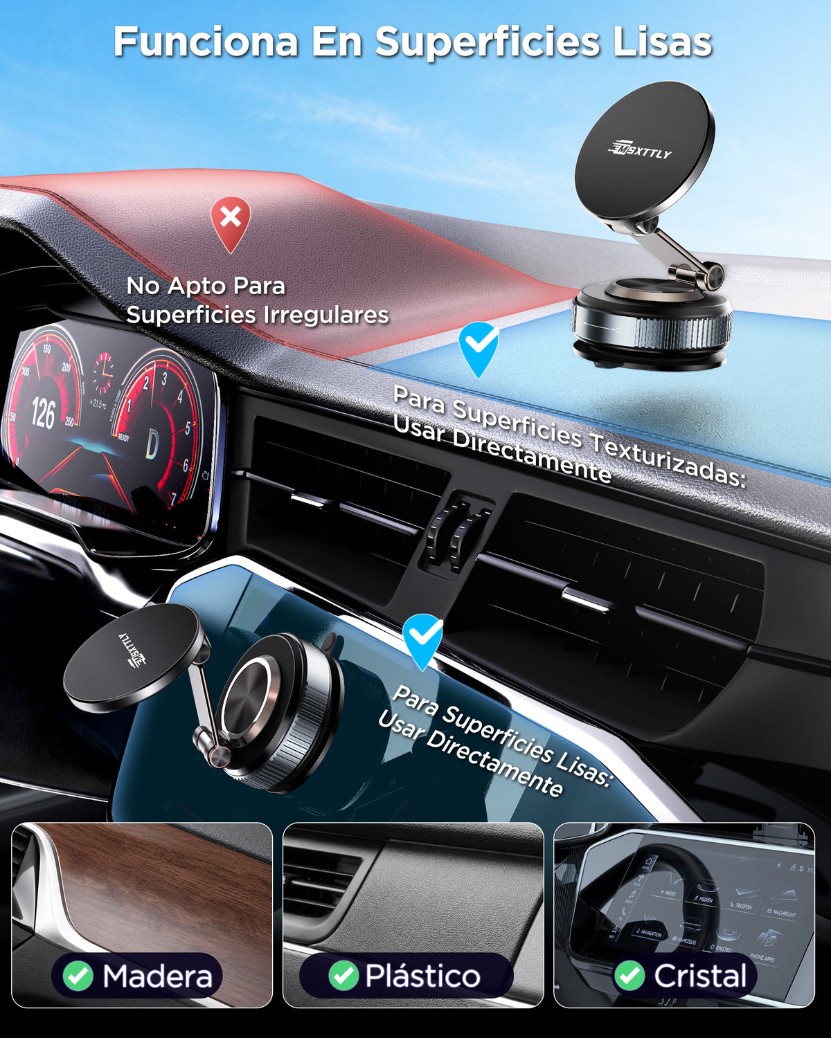 MSXTTLY VMag S2 Nano Gel Suction Magnetic Car Phone Mount