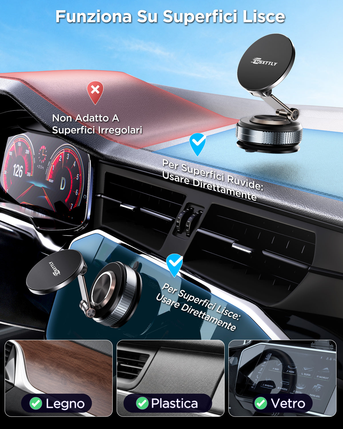MSXTTLY VMag S2 Nano Gel Suction Magnetic Car Phone Mount