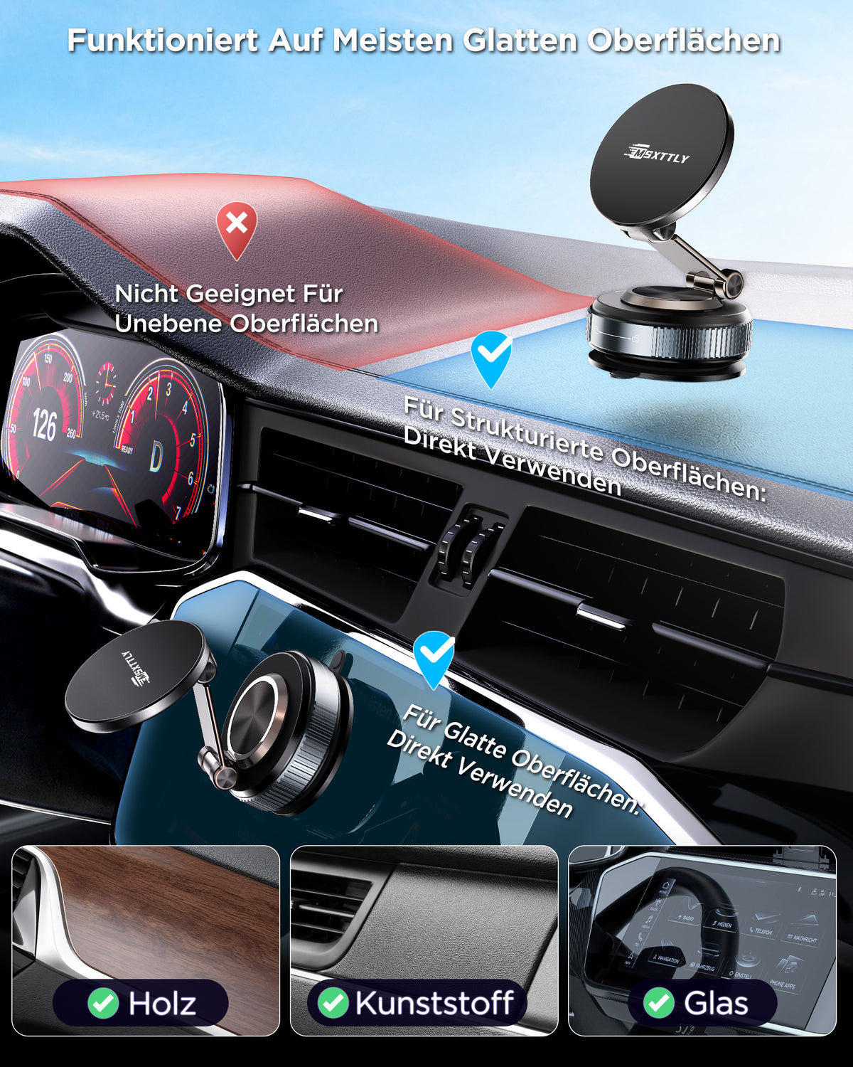 MSXTTLY VMag S2 Nano Gel Suction Magnetic Car Phone Mount