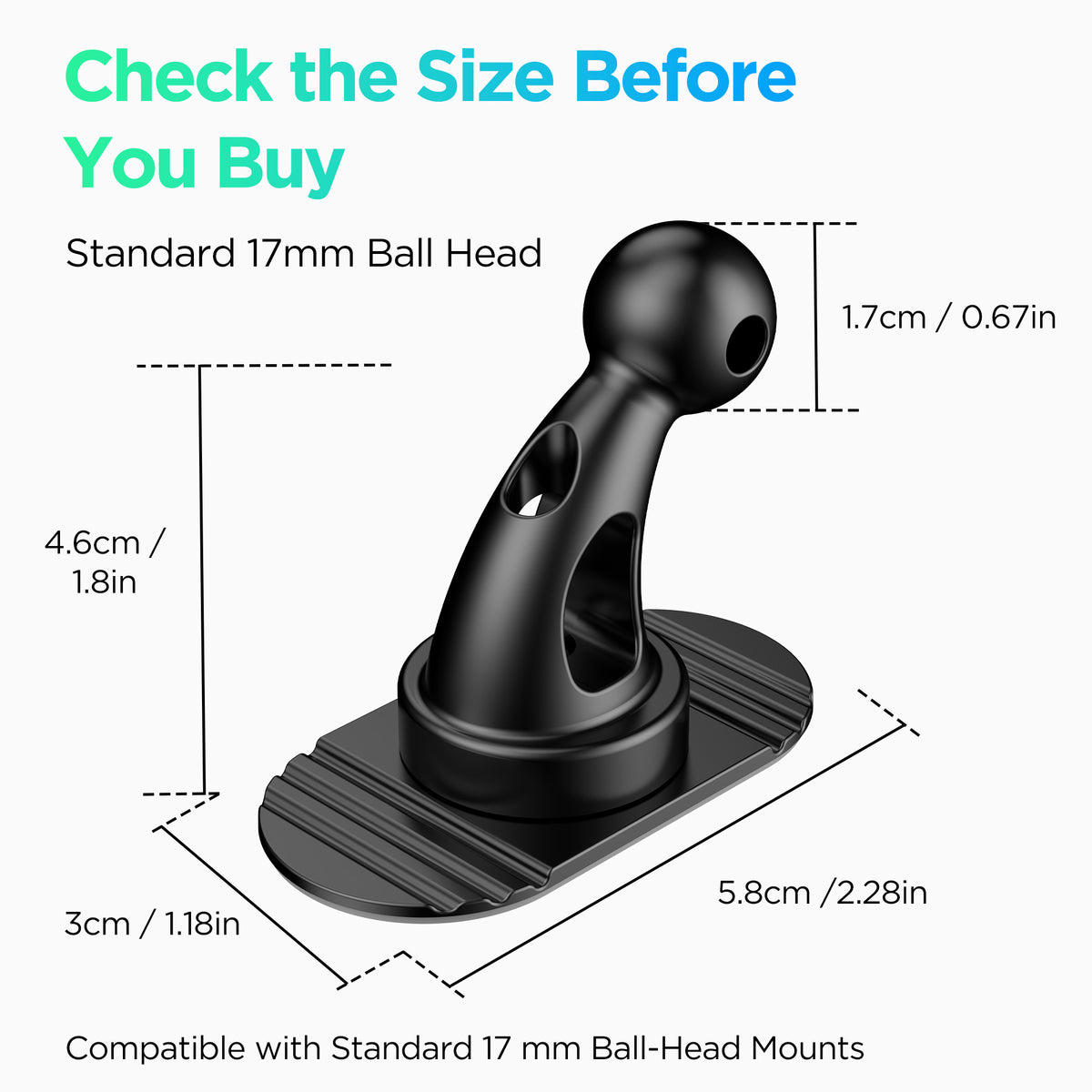 MSXTTLY K503 Replacement Mount Kit – 4 Adhesive 17mm Ball-Mount Bases & 2 Magnetic Rings
