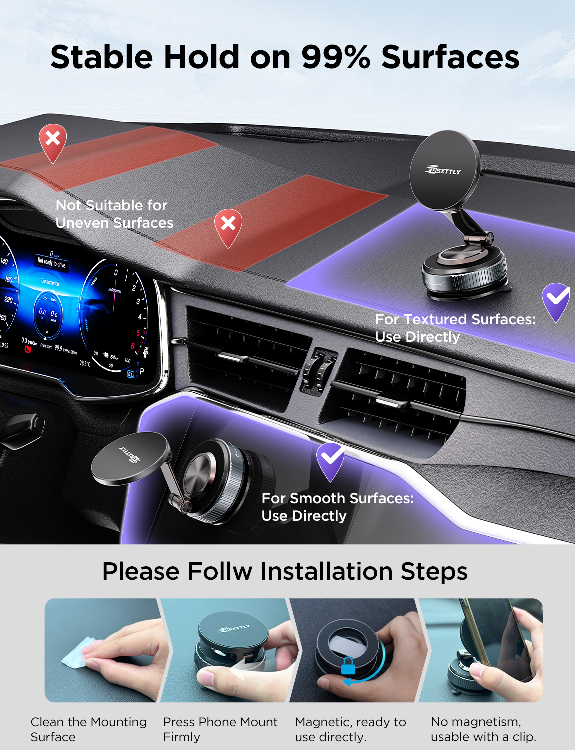 MSXTTLY VMag S2 PRO Vacuum Magnetic Phone Holder