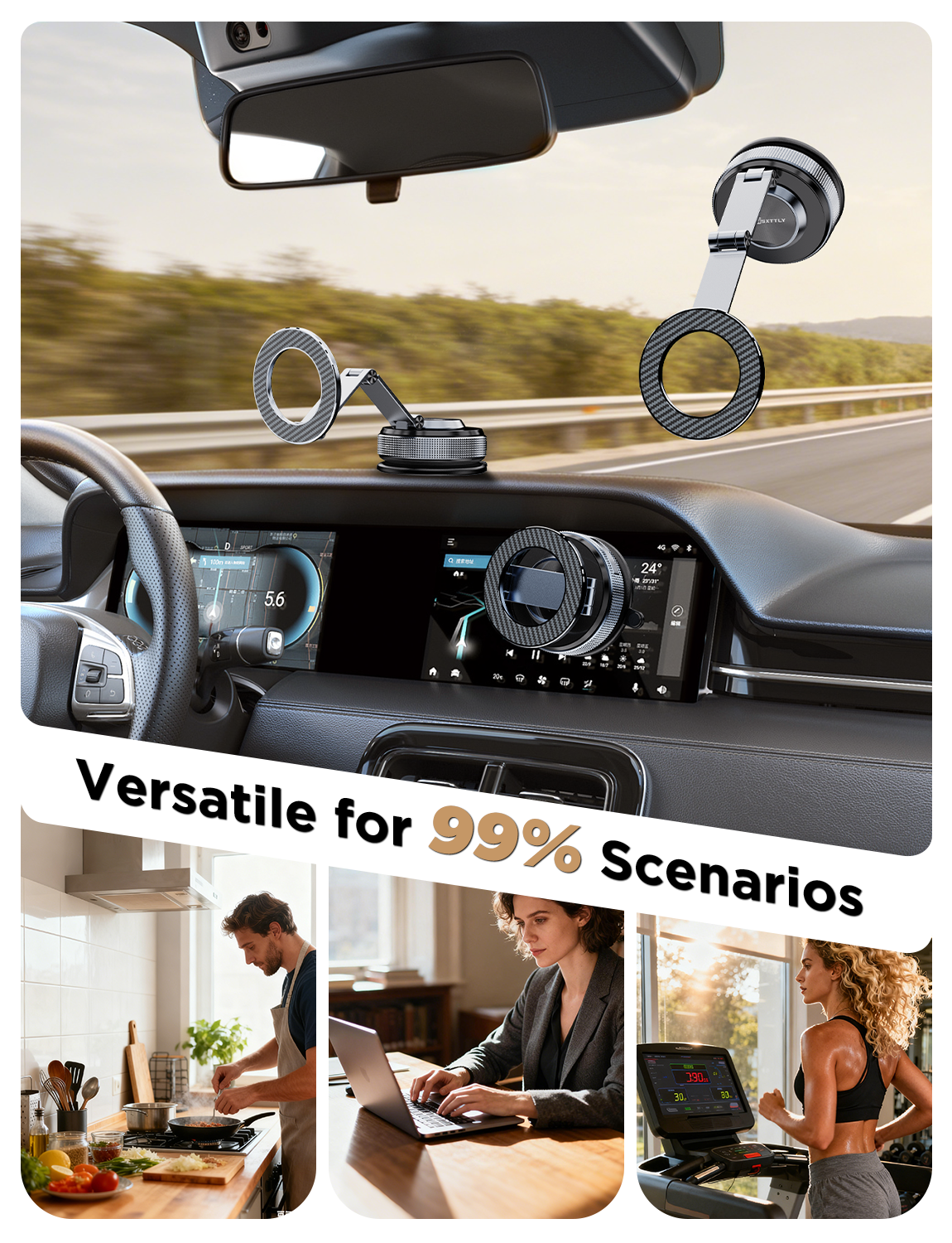 MSXTTLY VMag S3 360° Vacuum Magnetic Car Phone Holder, Compatible with Most Cars Including Tesla