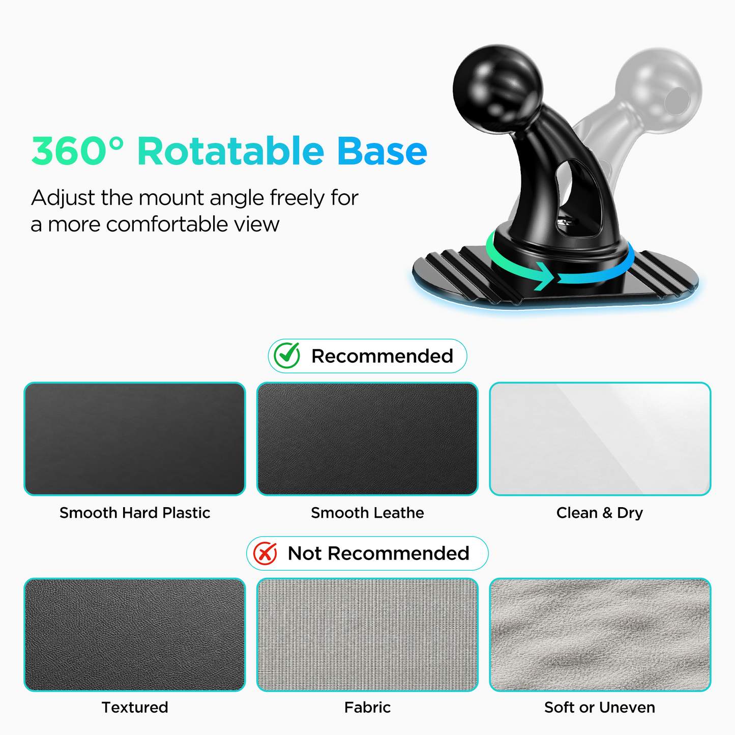MSXTTLY K503 Replacement Mount Kit – 2 Adhesive 17mm Ball-Mount Bases & 2 Magnetic Rings