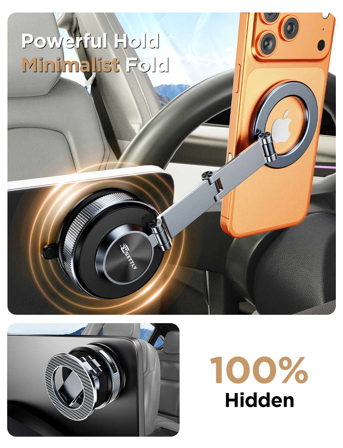 MSXTTLY VMag S3 360° Vacuum Magnetic Car Phone Holder, Compatible with Most Cars Including Tesla