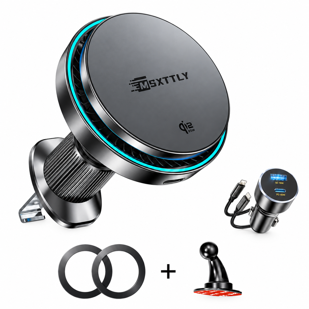 MSXTTLY K503 Qi2.2 25W Magnetic Wireless Car Mount Charger