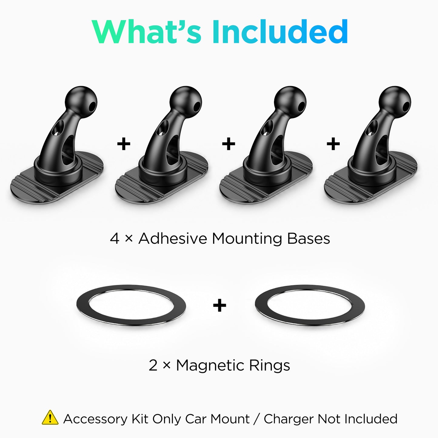 MSXTTLY K503 Replacement Mount Kit – 4 Adhesive 17mm Ball-Mount Bases & 2 Magnetic Rings