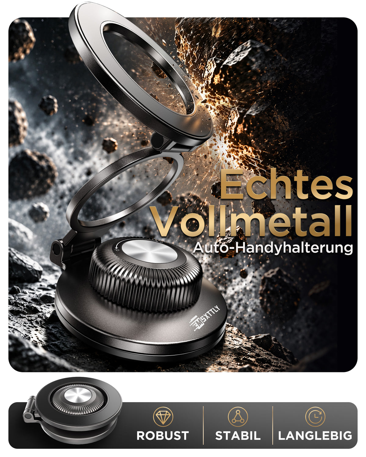 MSXTTLY All-Metal Vacuum Magnetic Phone Holder for Car, Mag-Safe Car Mount