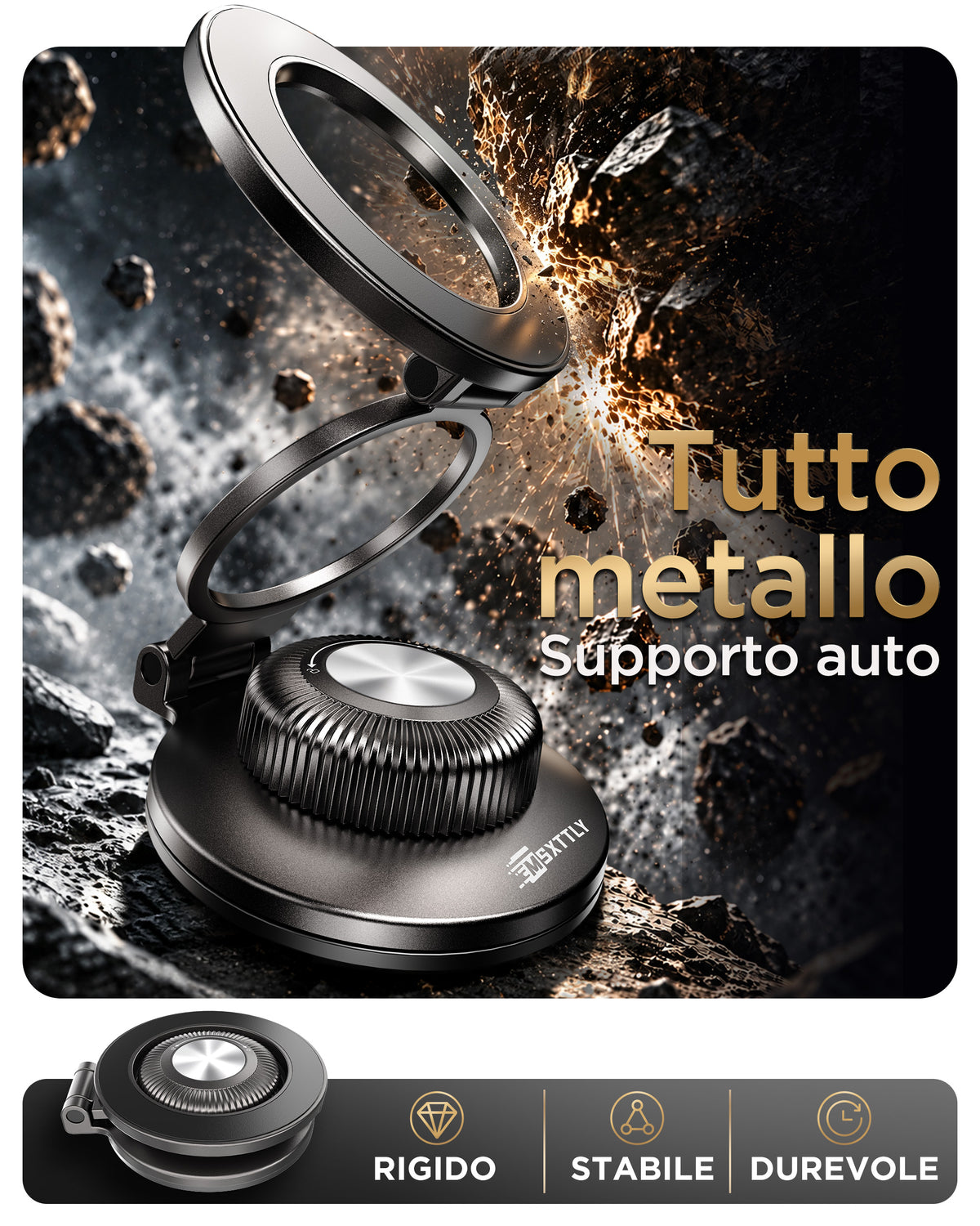 MSXTTLY All-Metal Vacuum Magnetic Phone Holder for Car, Mag-Safe Car Mount