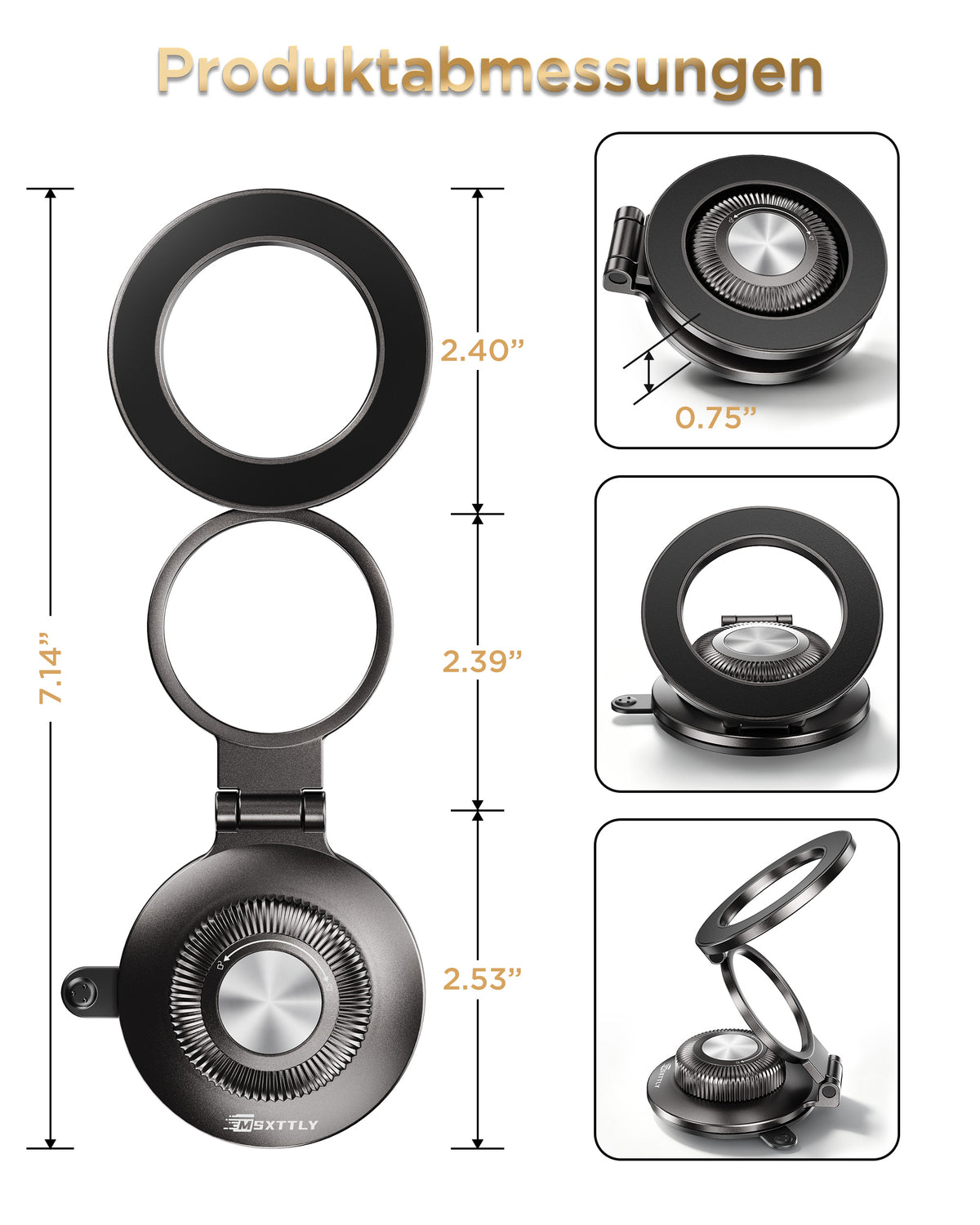 MSXTTLY All-Metal Vacuum Magnetic Phone Holder for Car, Mag-Safe Car Mount