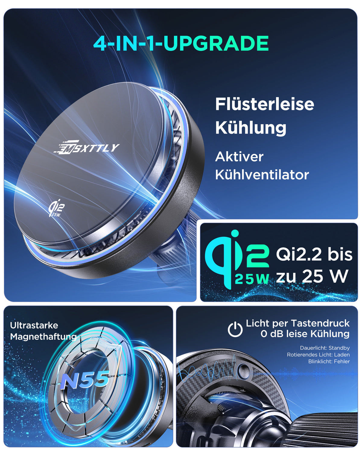 MSXTTLY K503 Qi2.2 25W Magnetic Wireless Car Mount Charger