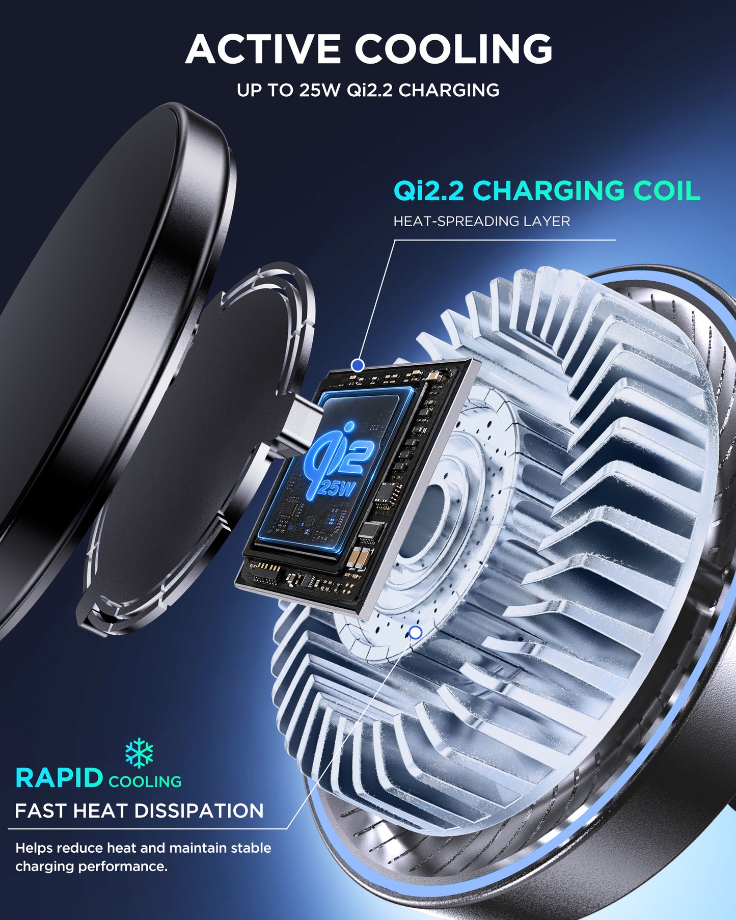 MSXTTLY K503 Qi2.2 25W Magnetic Wireless Car Mount Charger