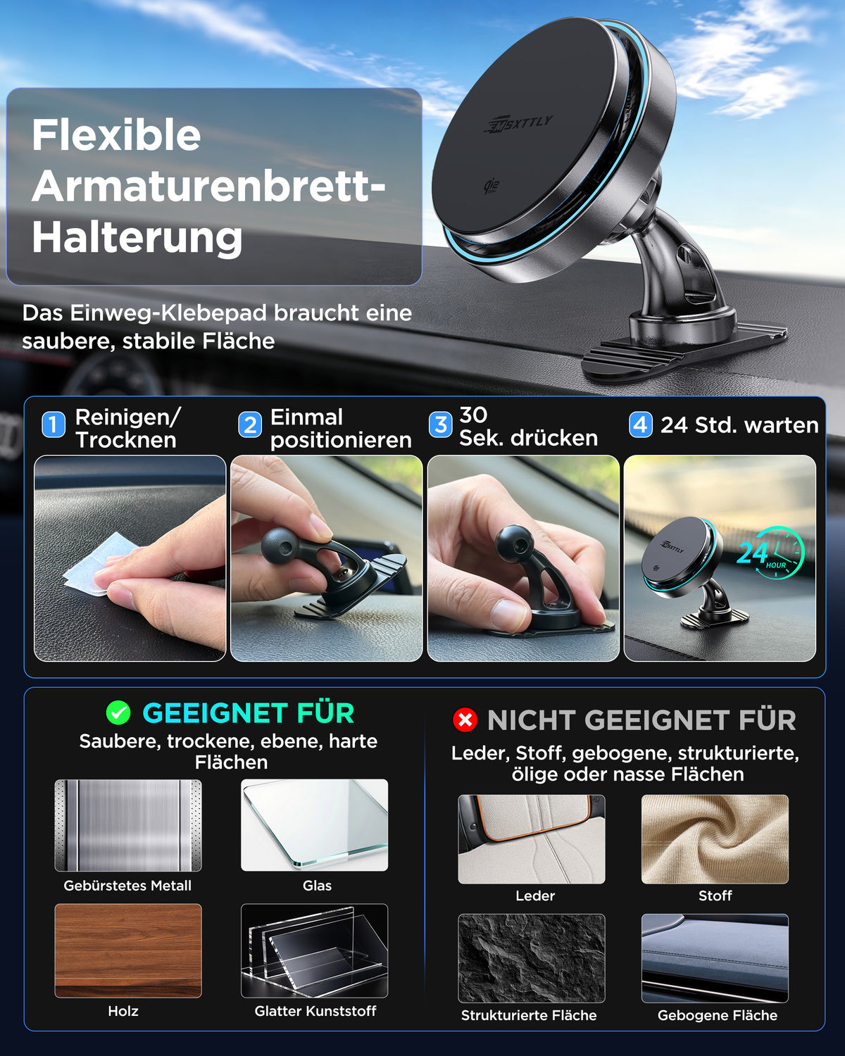 MSXTTLY K503 Qi2.2 25W Magnetic Wireless Car Mount Charger