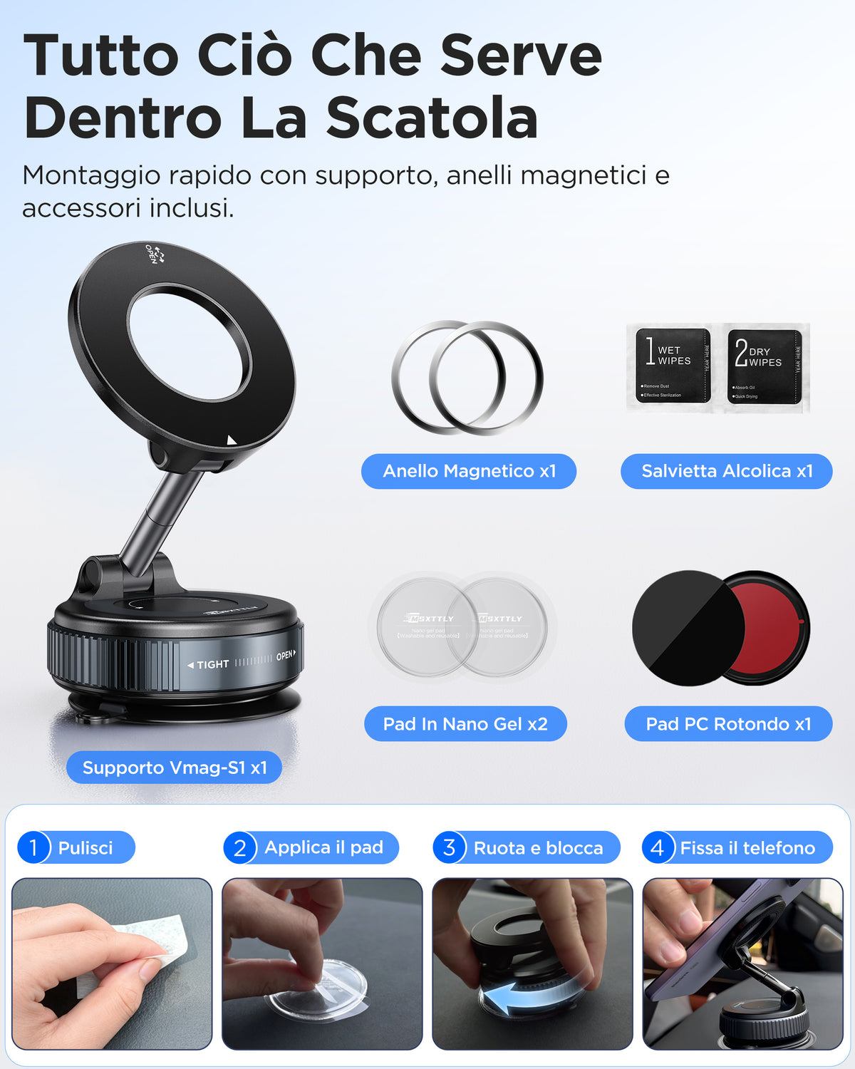 MSXTTLY VMag S1 Supporto magnetico a ventosa per telefono