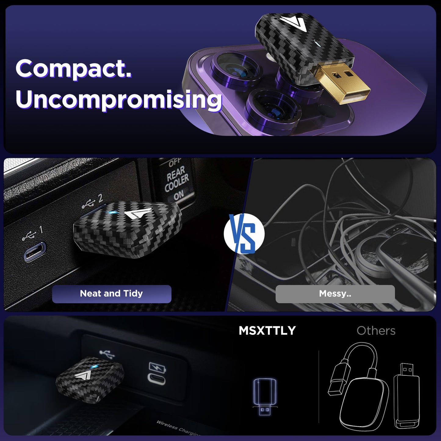 【2026 NEW】MSXTTLY Mini Android Auto Wireless Adapter Support YouTube, for Car USB Small Dongle Plug & Play, for Car Models 2017 Above, U2AC-L9