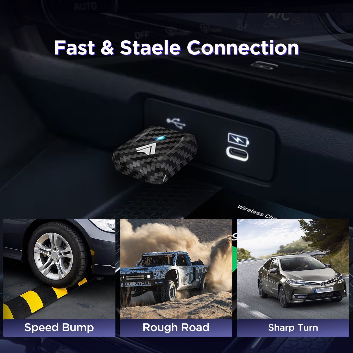 【2026 NEW】MSXTTLY Mini Android Auto Wireless Adapter Support YouTube, for Car USB Small Dongle Plug & Play, for Car Models 2017 Above, U2AC-L9