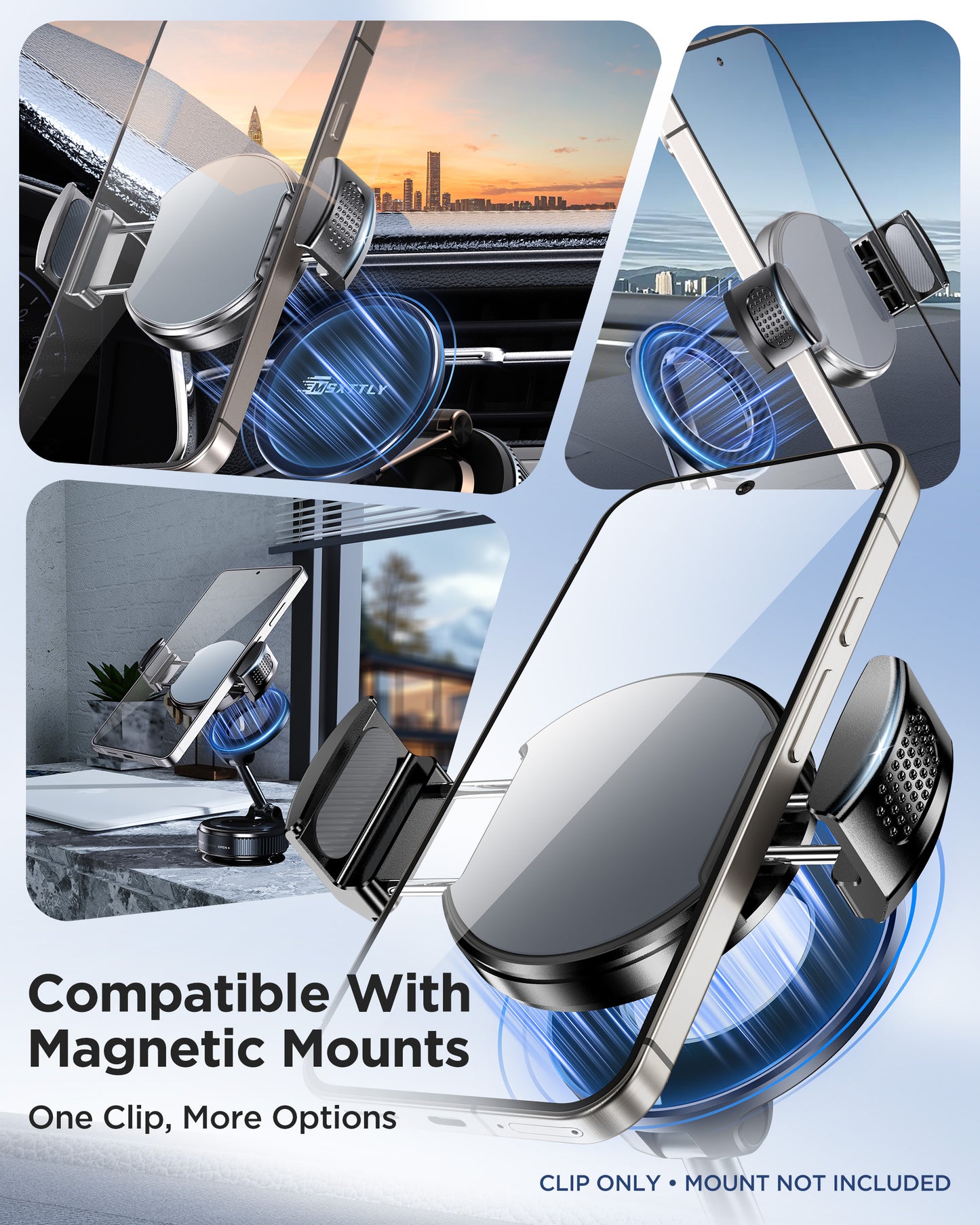 MSXTTLY VMag-GC Magnetic Phone Holder Clip for Car Mounts – No Ring or Sticker Required