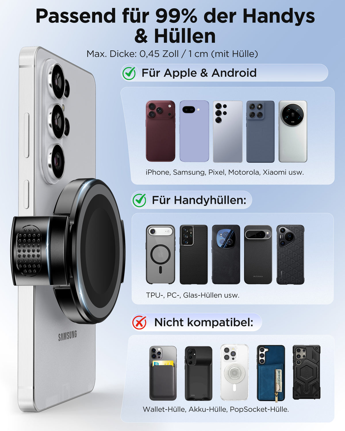 MSXTTLY VMag-GC Magnetic Phone Holder Clip for Car Mounts – No Ring or Sticker Required