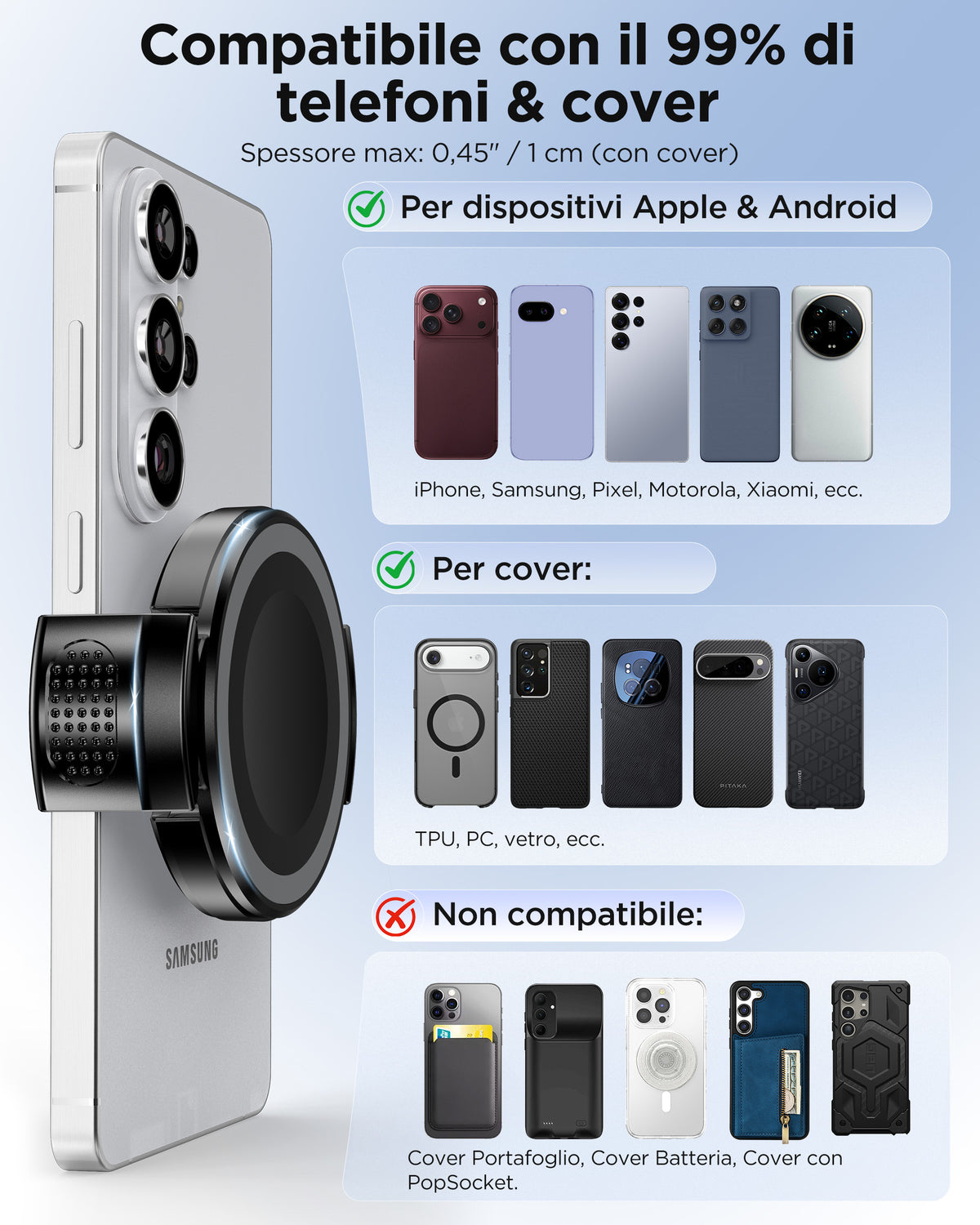 MSXTTLY VMag-GC Magnetic Phone Holder Clip for Car Mounts – No Ring or Sticker Required