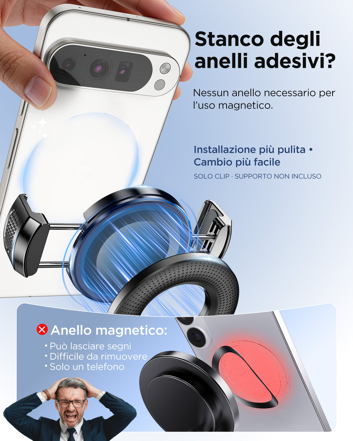 MSXTTLY VMag-GC Magnetic Phone Holder Clip for Car Mounts – No Ring or Sticker Required