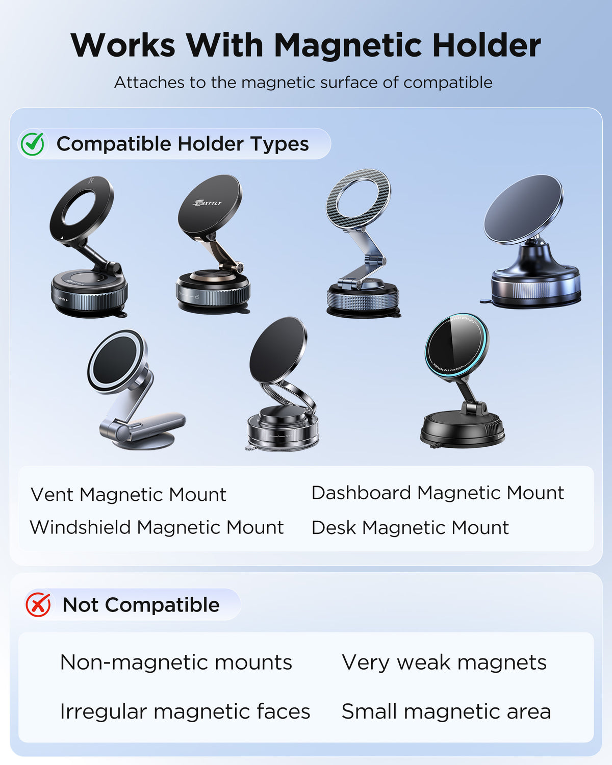 MSXTTLY VMag-GC Magnetic Phone Holder Clip for Car Mounts – No Ring or Sticker Required