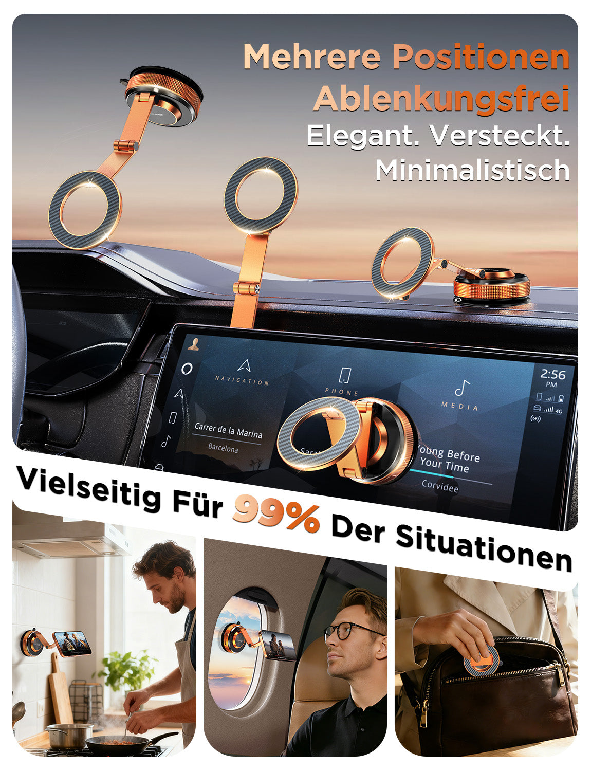 MSXTTLY VMag S3 magnetische 360° Auto-Handyhalterung mit langem Arm