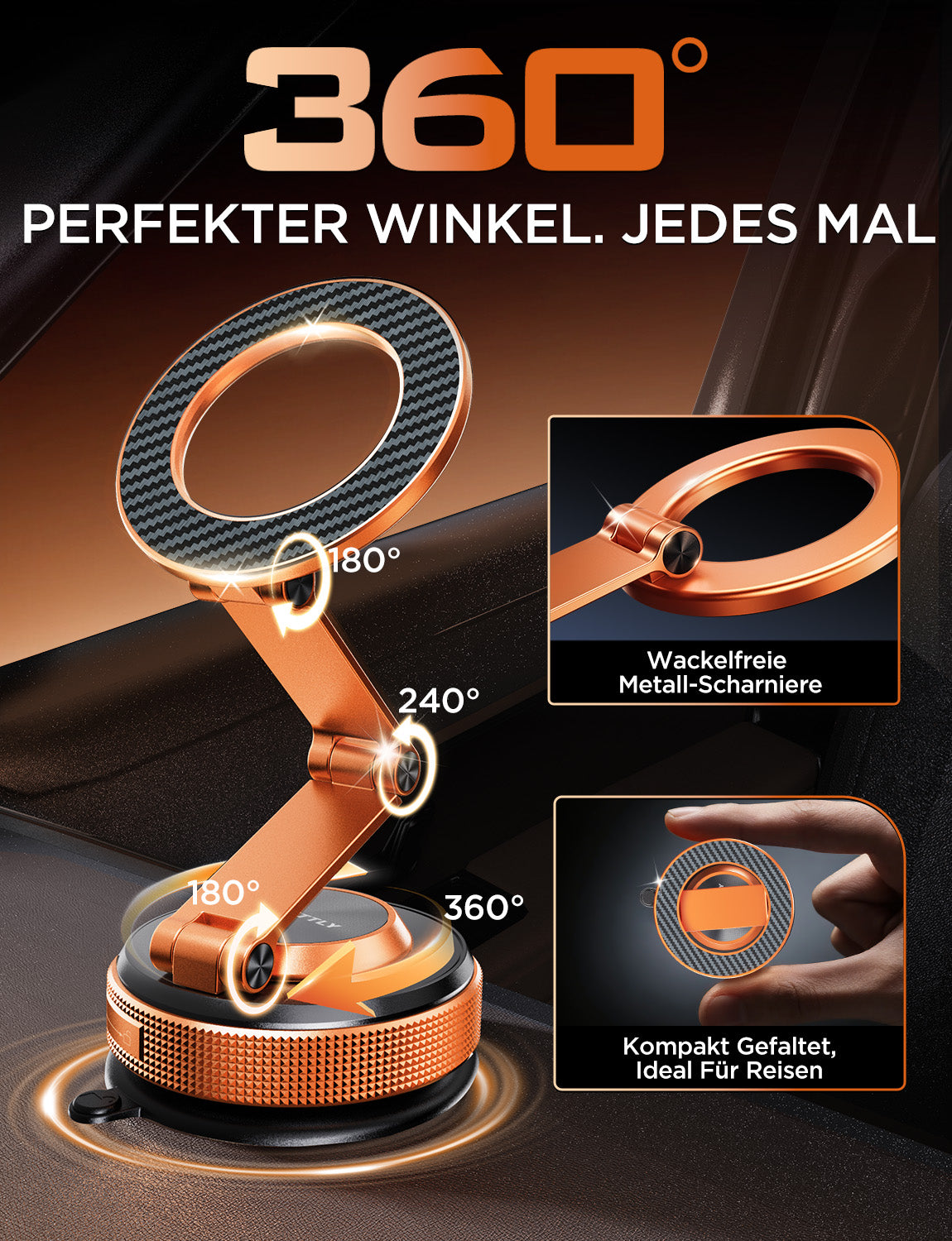 MSXTTLY VMag S3 magnetische 360° Auto-Handyhalterung mit langem Arm