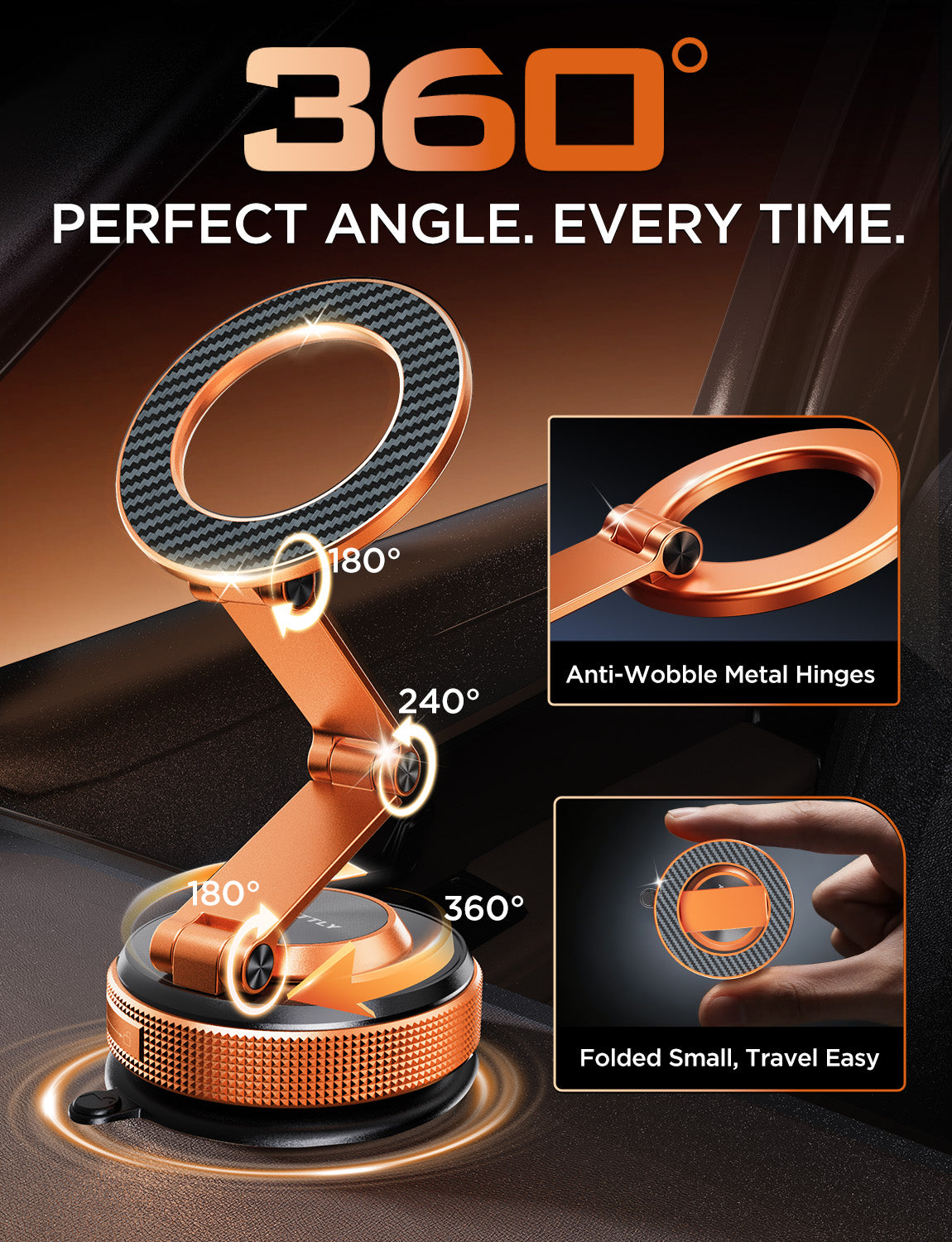 MSXTTLY VMag S3 Soporte magnético de coche 360° con brazo largo