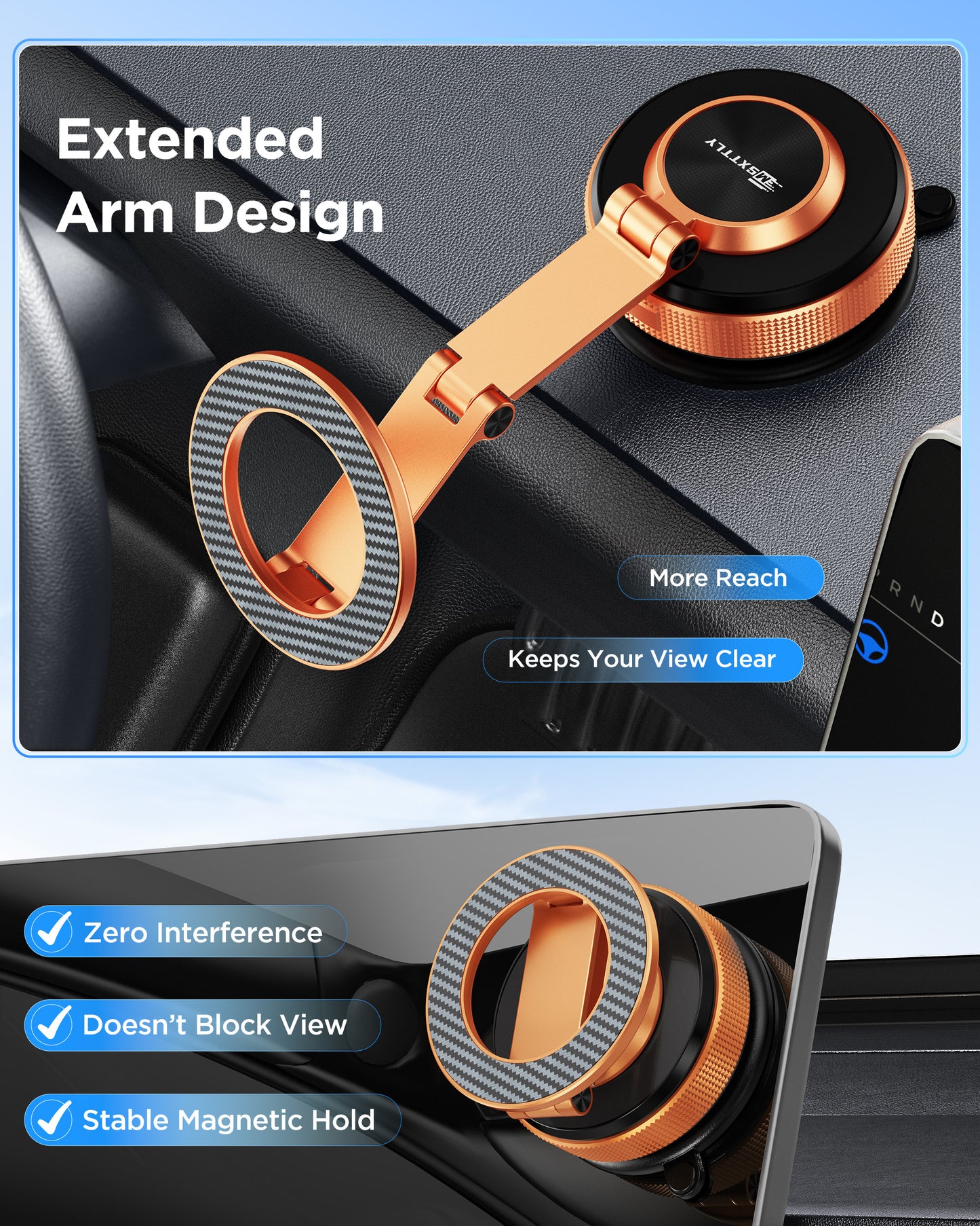 MSXTTLY VMag S3 360° Long Arm Magnetic Car Phone Holder