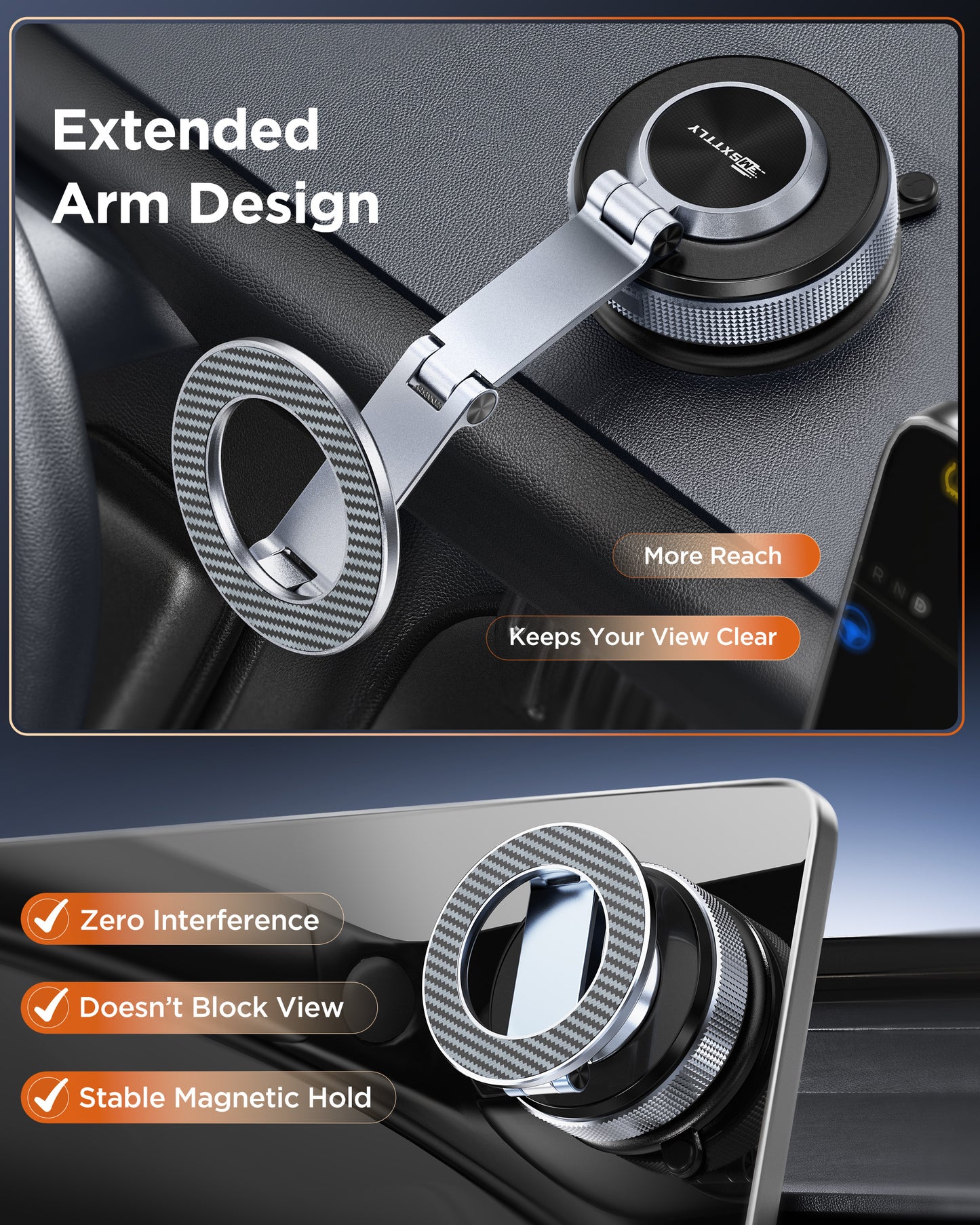 MSXTTLY VMag S3 360° Long Arm Magnetic Car Phone Holder