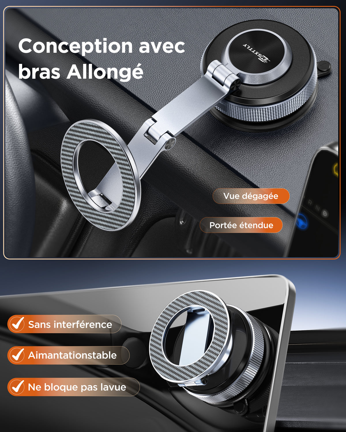 MSXTTLY VMag S3 360° Long Arm Magnetic Car Phone Holder