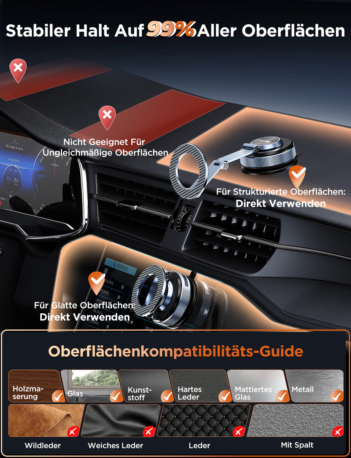 MSXTTLY VMag S3 magnetische 360° Auto-Handyhalterung mit langem Arm
