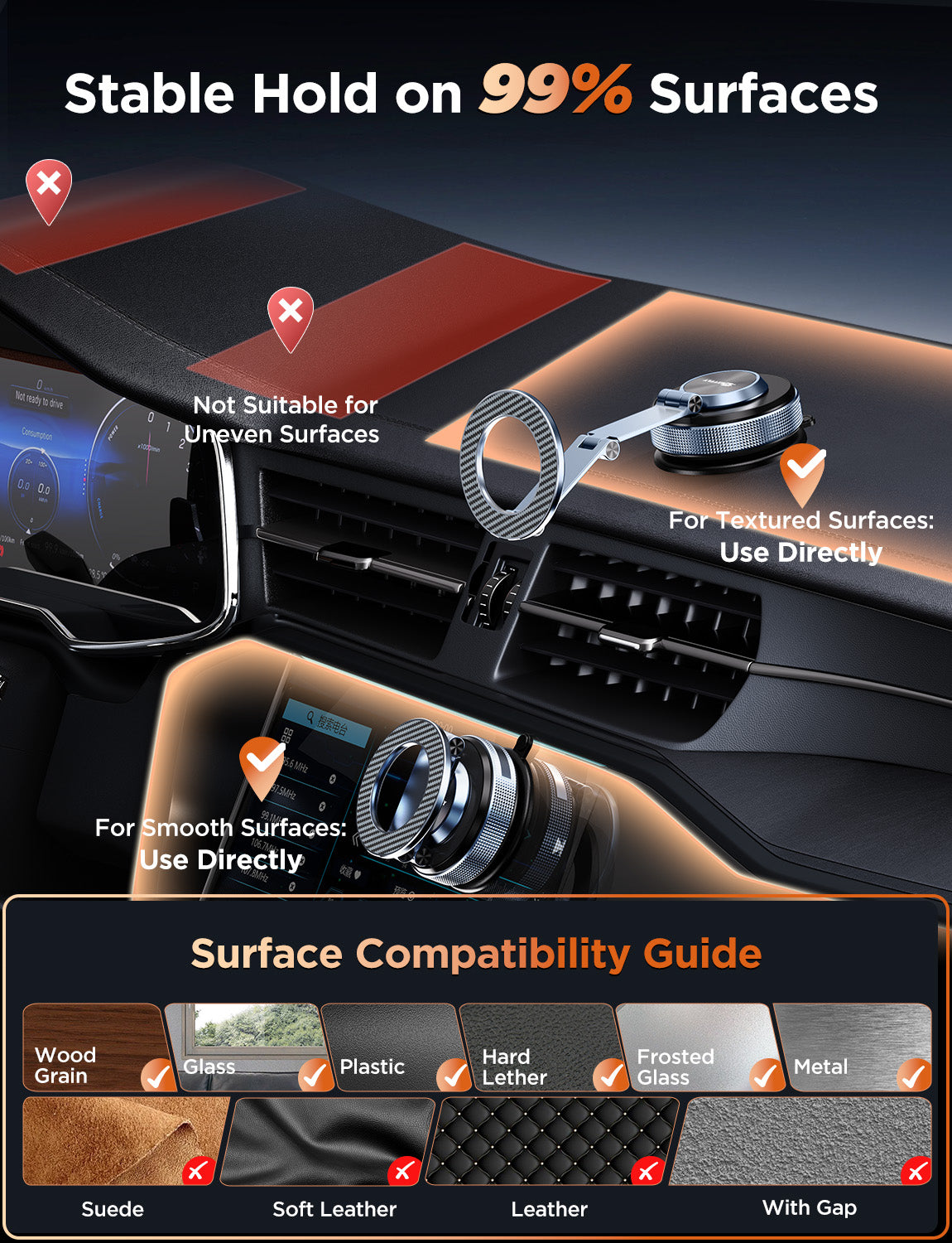 MSXTTLY VMag S3 Soporte magnético de coche 360° con brazo largo