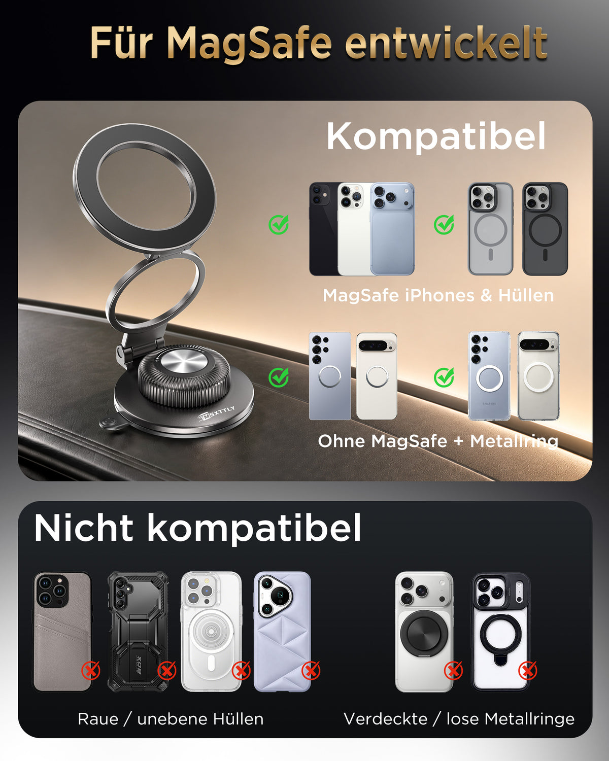 MSXTTLY VMag-Air 1 All-Metal Vacuum Magnetic Phone Holder