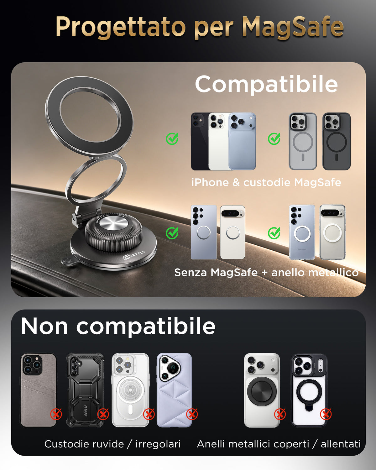 MSXTTLY VMag-Air 1 All-Metal Vacuum Magnetic Phone Holder