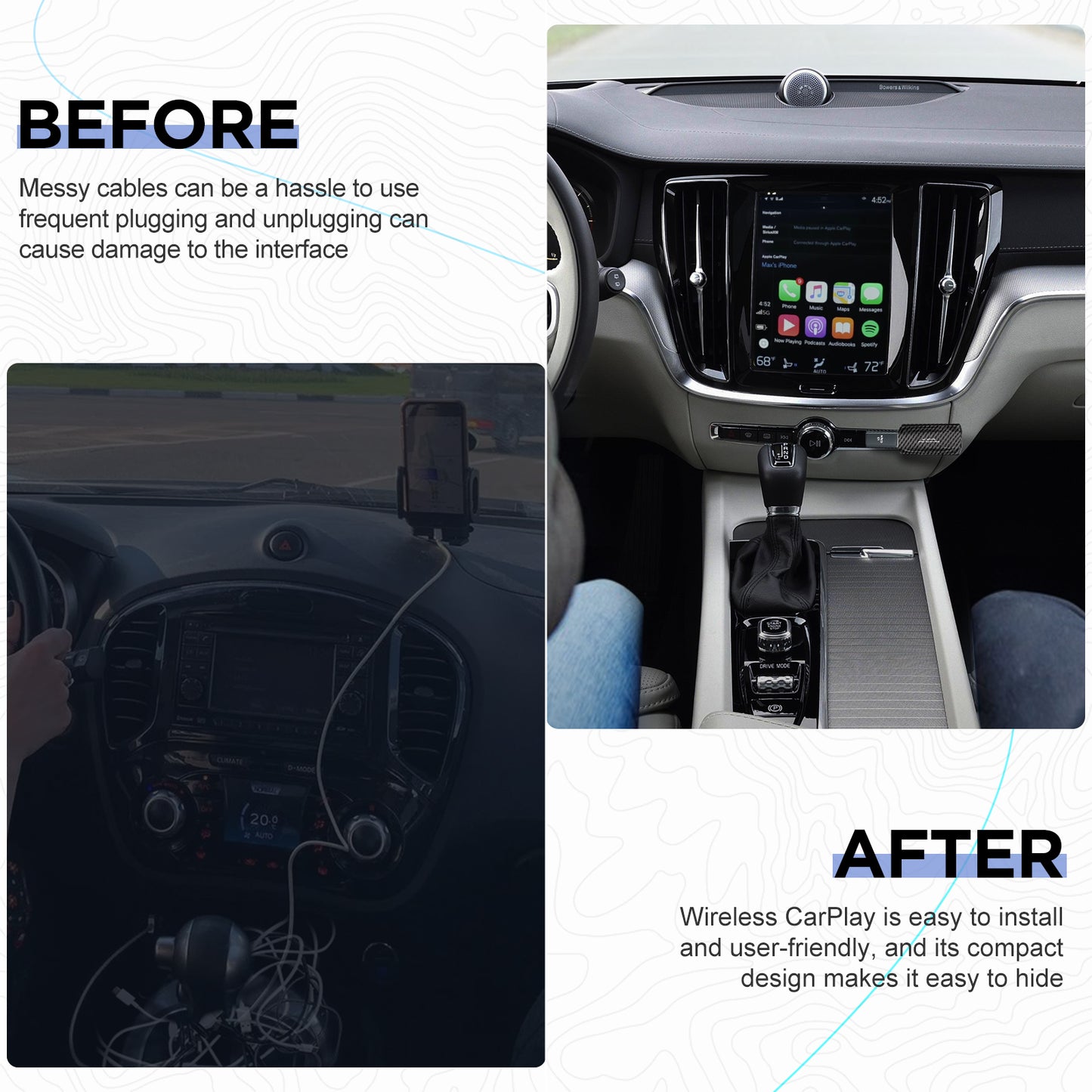 MSXTTLY CFU2C-AIR Wireless CarPlay Adapter-Carbon Fiber Pattern