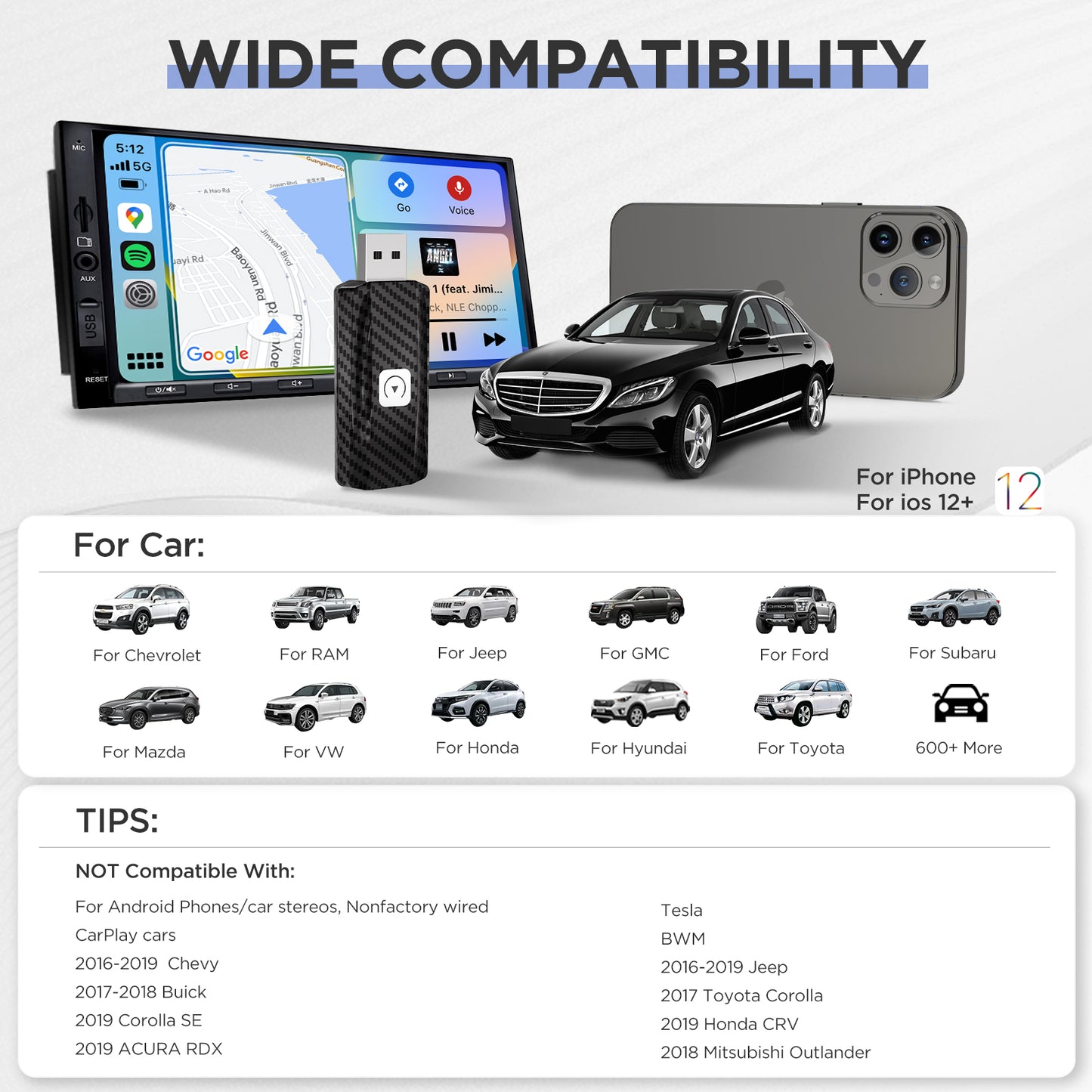 MSXTTLY CFU2C-AIR Wireless CarPlay Adapter-Carbon Fiber Pattern