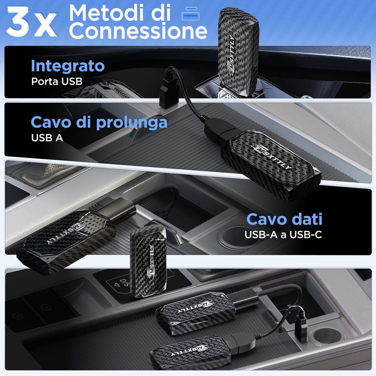 MSXTTLY Vstream 3in1 Wireless CarPlay Android Auto Adapter, Support Netflix/YouTube/TikTok/Prime Video