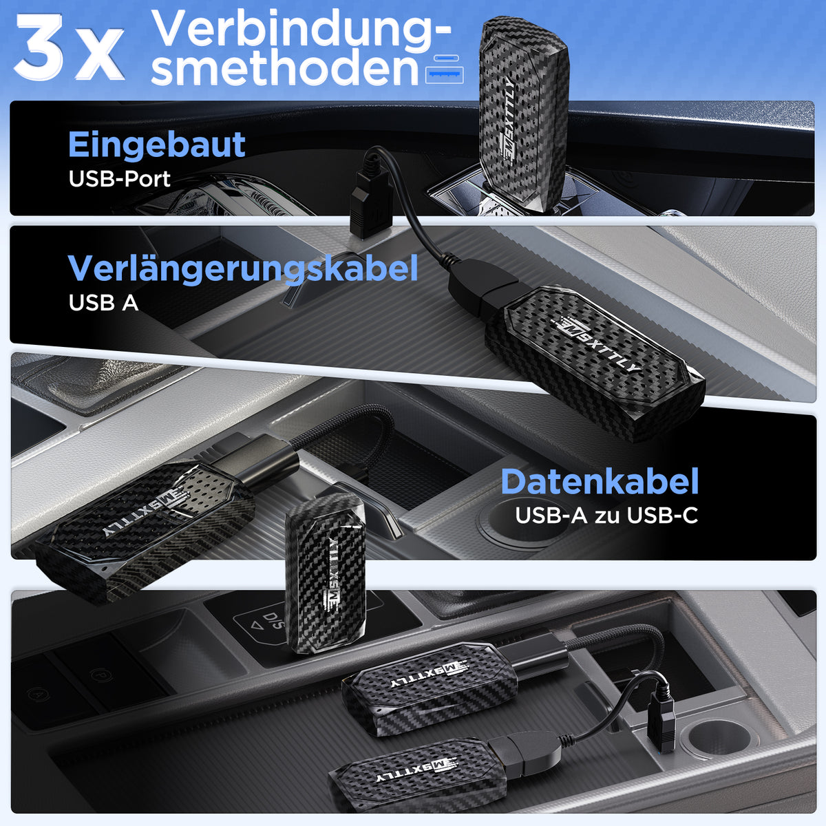 MSXTTLY Vstream 3in1 Wireless CarPlay Android Auto Adapter, Support Netflix/YouTube/TikTok/Prime Video