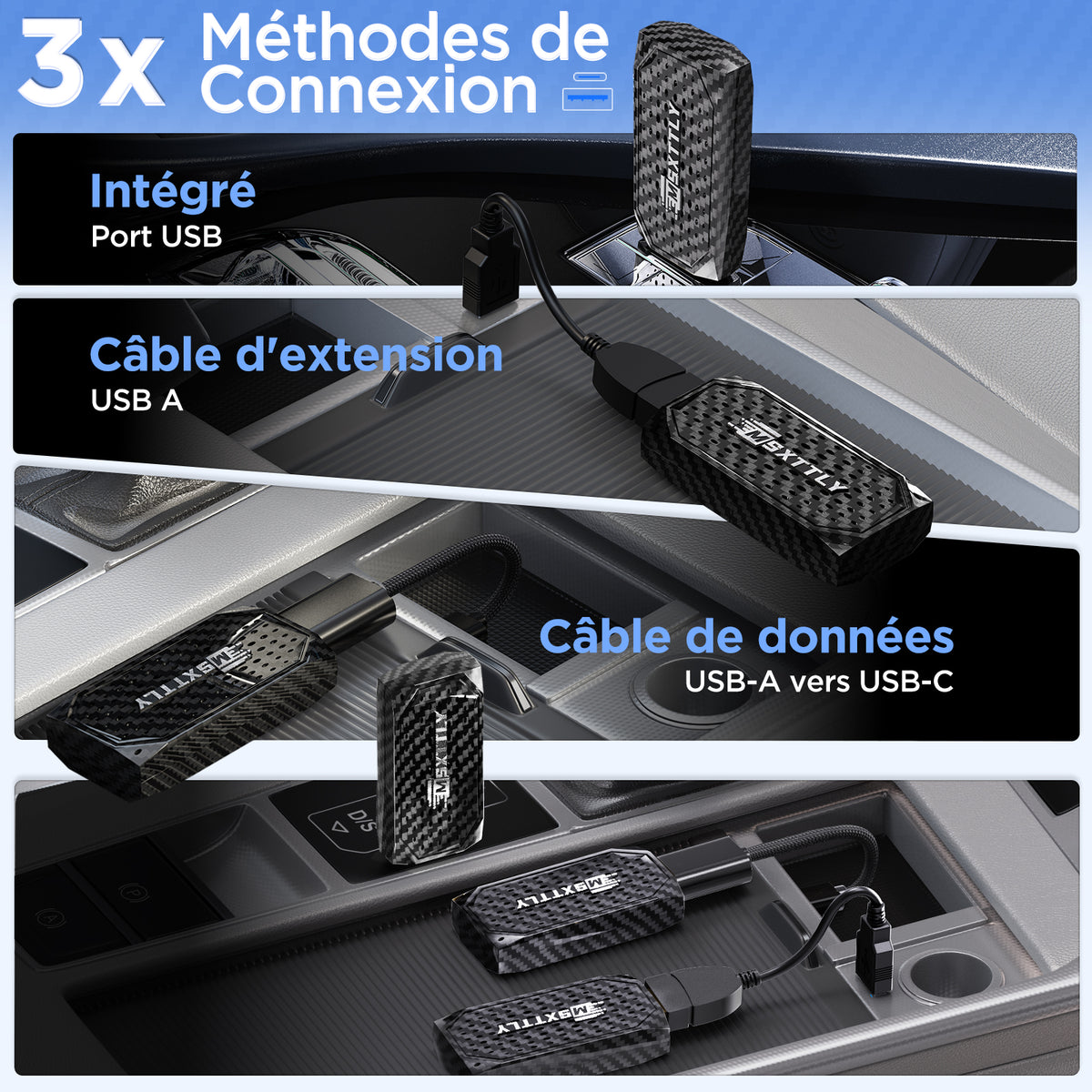 MSXTTLY Vstream 3in1 Wireless CarPlay Android Auto Adapter, Support Netflix/YouTube/TikTok/Prime Video